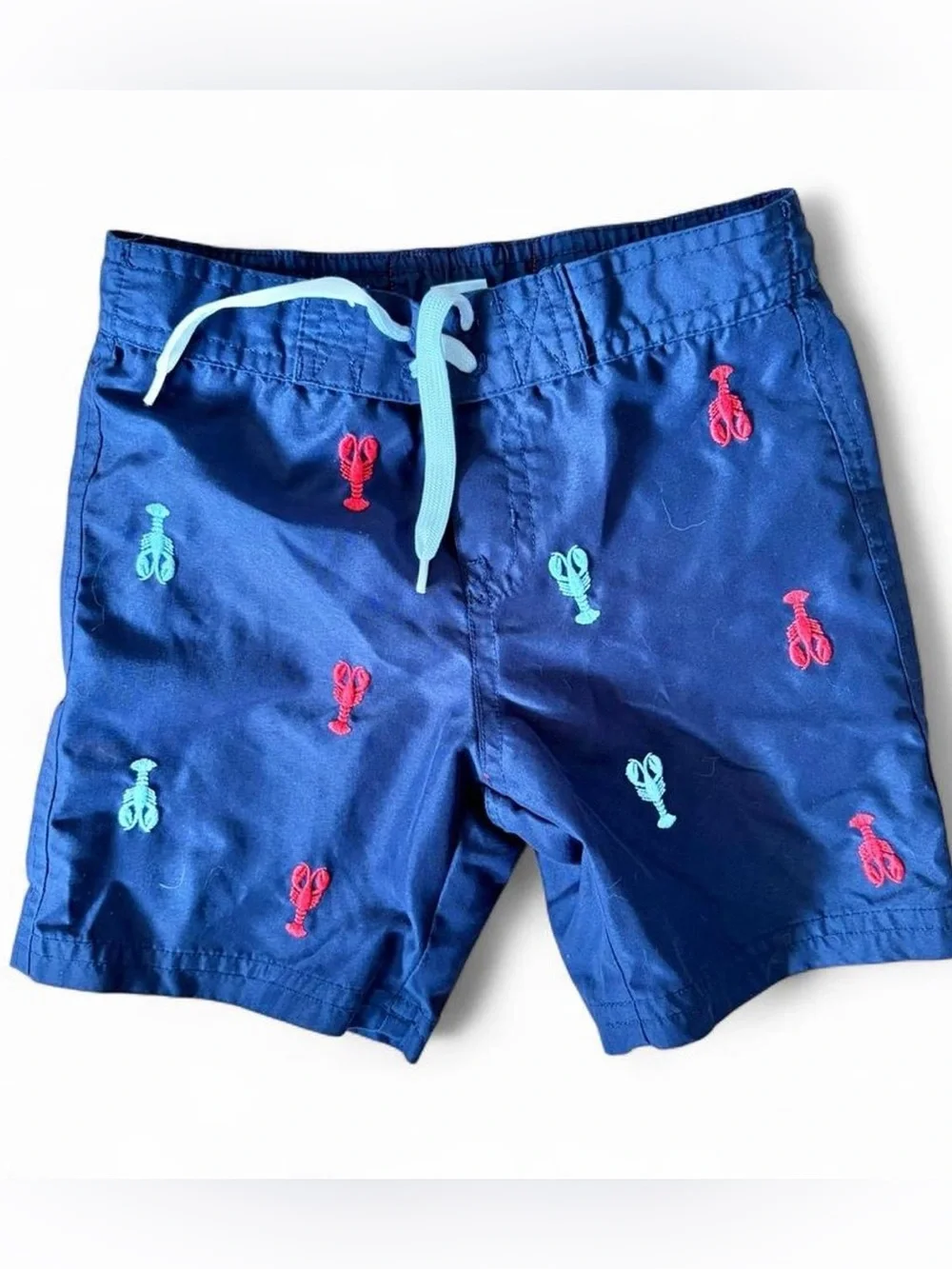 Janie and Jack toddler boys Navy blue swim shorts w lobster design, Sz 18/24M